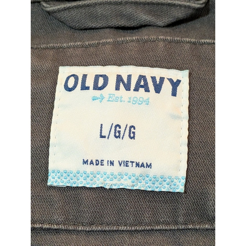 Old Navy Womens Large Gray Cotton Utility Field Jacket Military Drawstring Waist - Picture 2 of 7